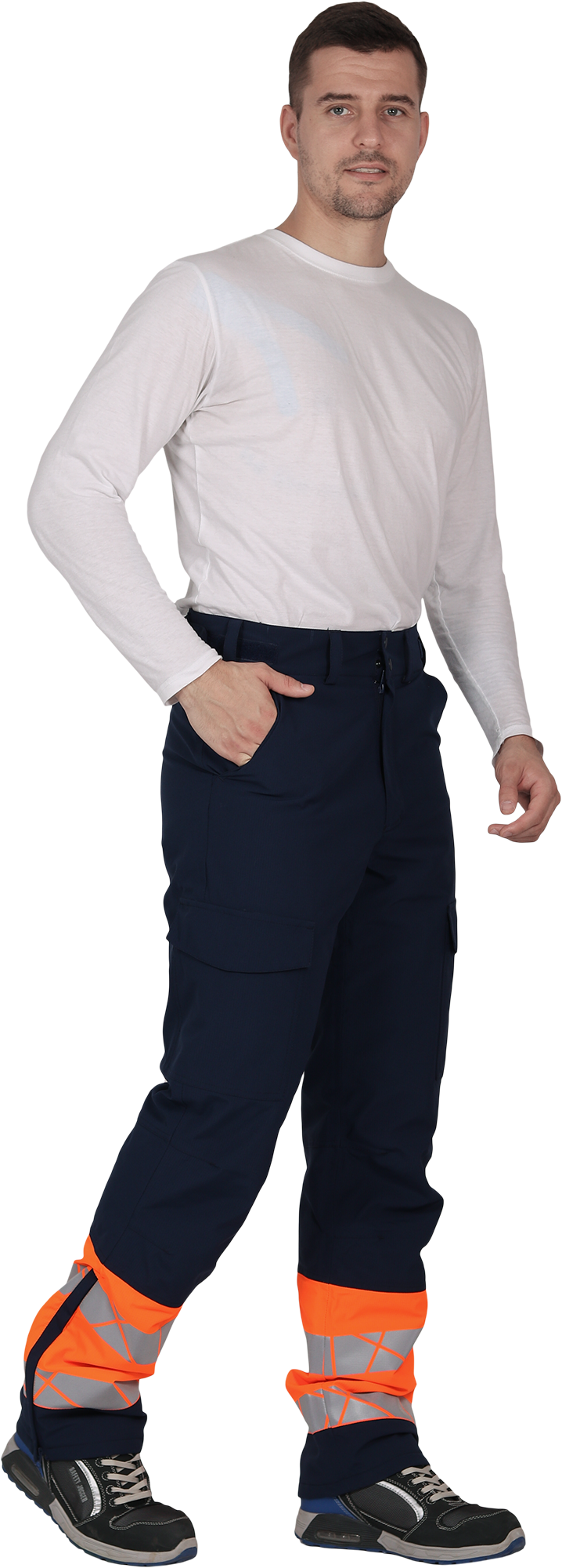 Брюки мужские утепленные ACTIVE, синий-флуоресцентный оранжевый