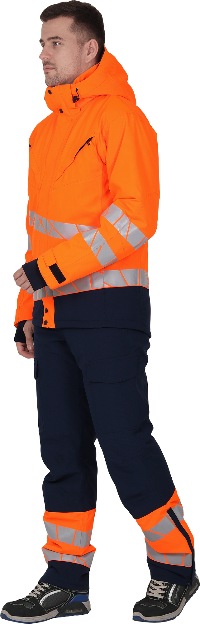 Куртка мужская утепленная ACTIVE, флуоресцентный оранжевый-синий