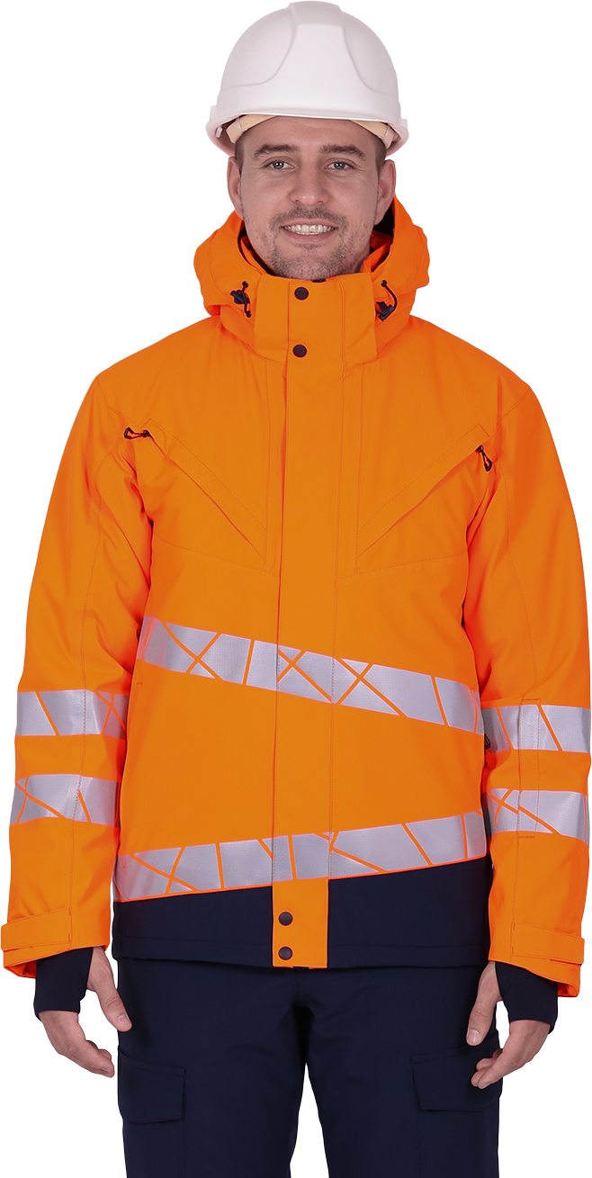 Куртка мужская утепленная ACTIVE, флуоресцентный оранжевый-синий
