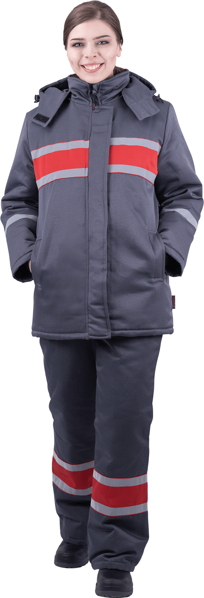 Костюм АНГАРА зимний, серый-красный, женский