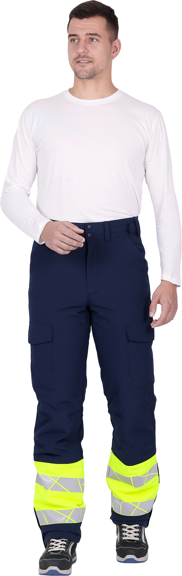 Брюки мужские утепленные ACTIVE, синий-флуоресцентный желтый