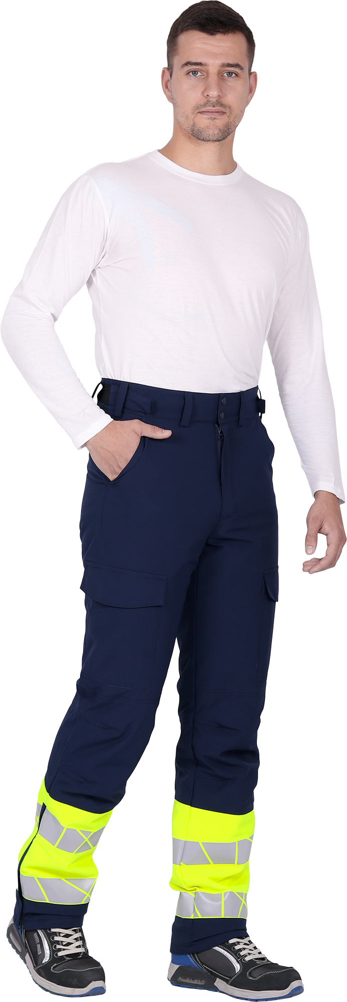 Брюки мужские утепленные ACTIVE, синий-флуоресцентный желтый