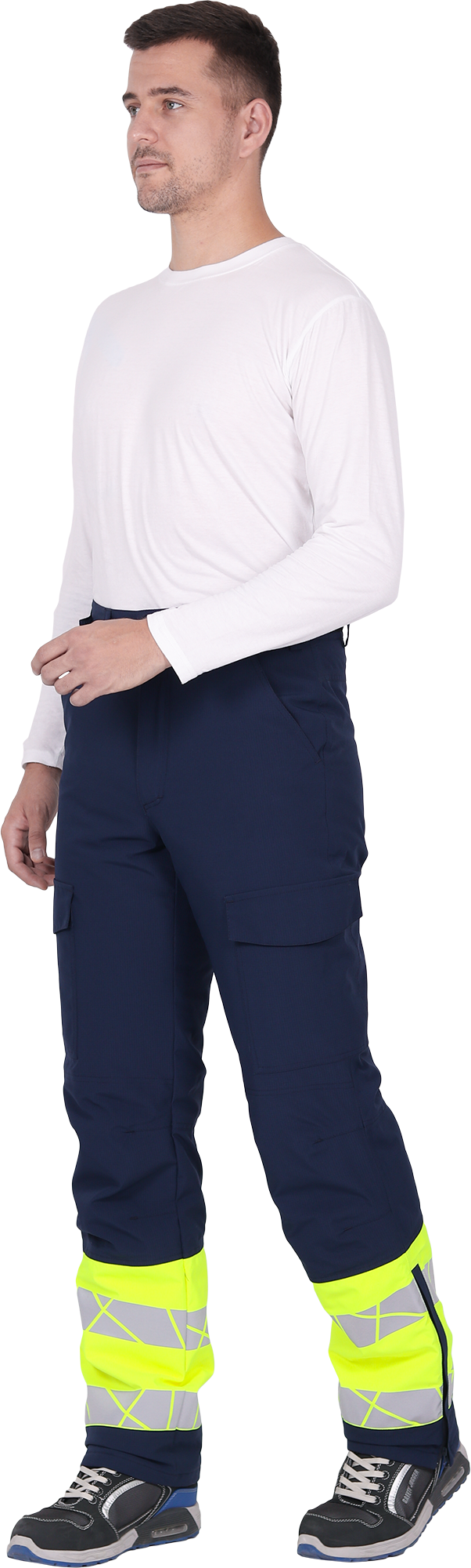 Брюки мужские утепленные ACTIVE, синий-флуоресцентный желтый