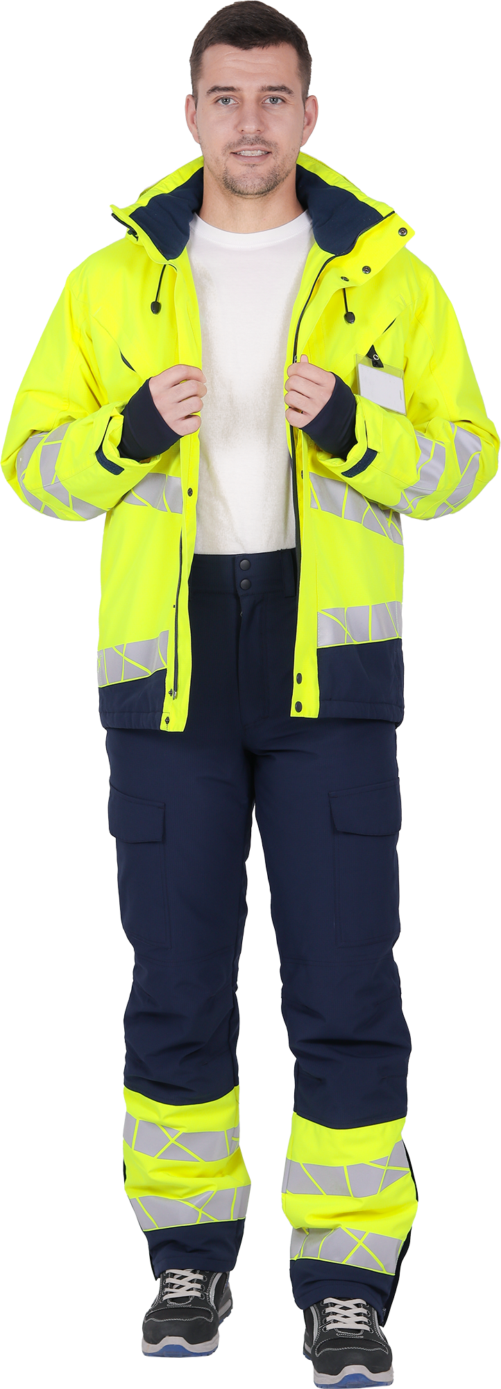 Брюки мужские утепленные ACTIVE, синий-флуоресцентный желтый