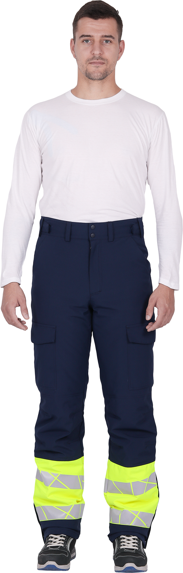 Брюки мужские утепленные ACTIVE, синий-флуоресцентный желтый