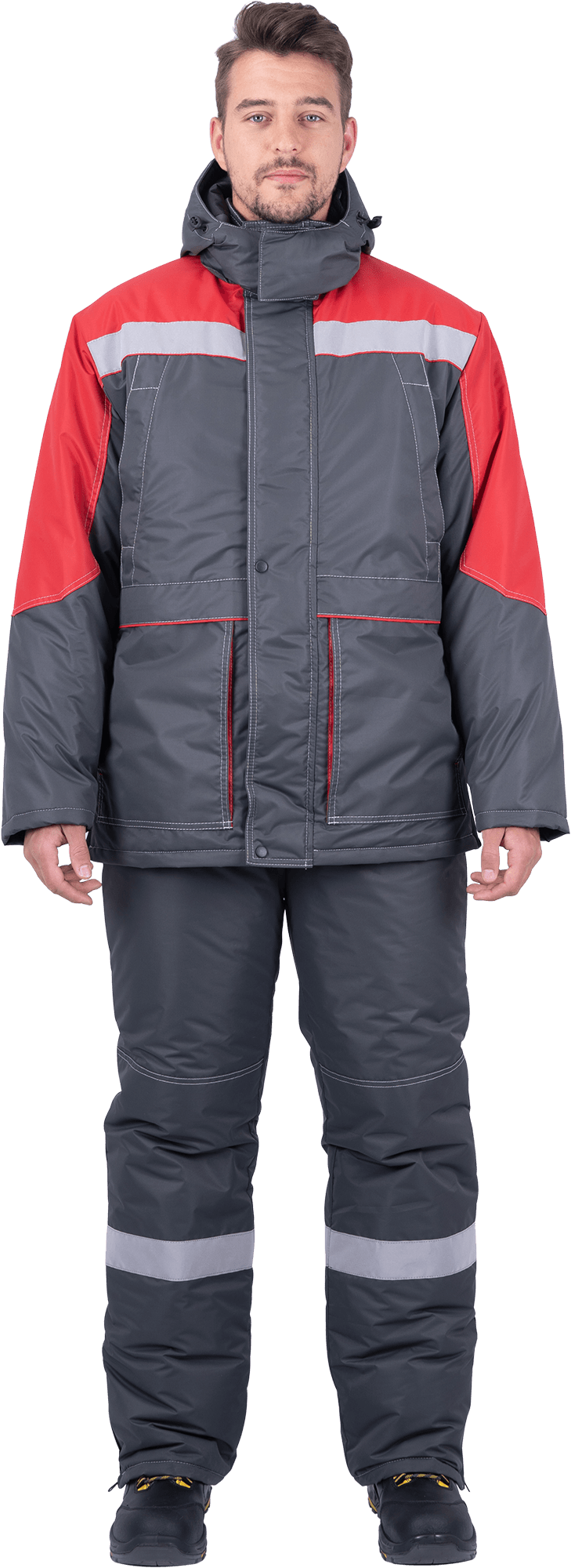 Костюм ЕНИСЕЙ зимний, серый-красный