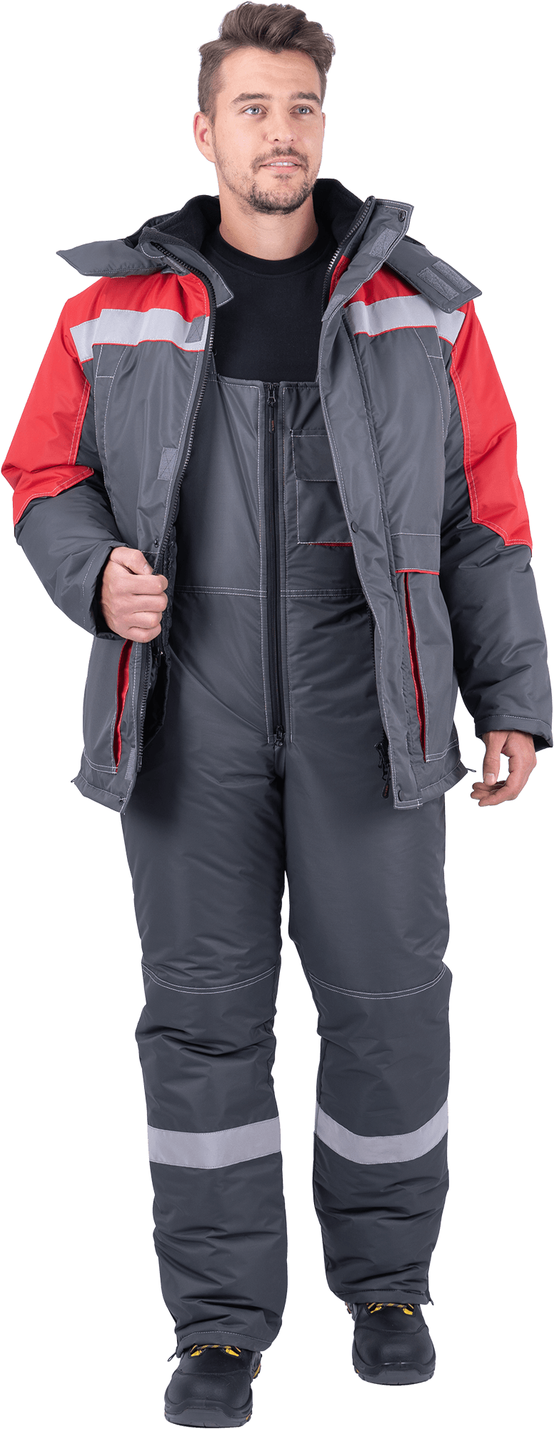 Костюм ЕНИСЕЙ зимний, серый-красный