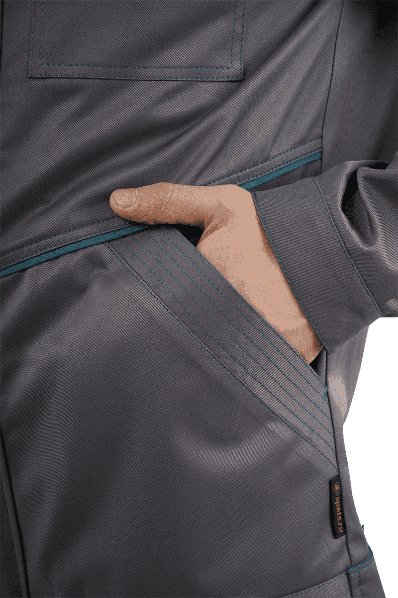 Костюм ГАЛАКТИКА летний, серый-бирюзовый (Куртка+полукомбинезон)