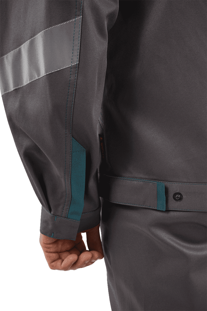 Костюм ГАЛАКТИКА летний, серый-бирюзовый (Куртка+полукомбинезон)