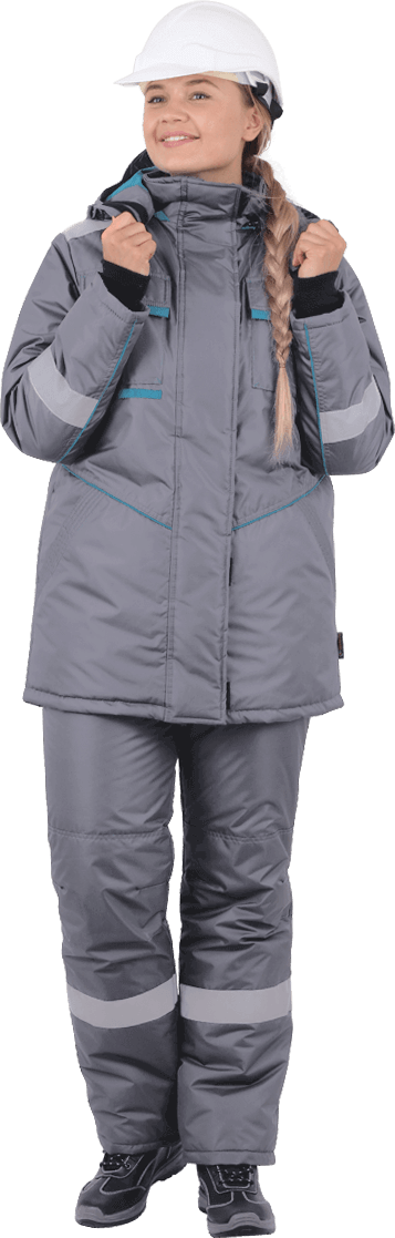 Костюм ГАЛАКТИКА зимний, серый-бирюза, женский