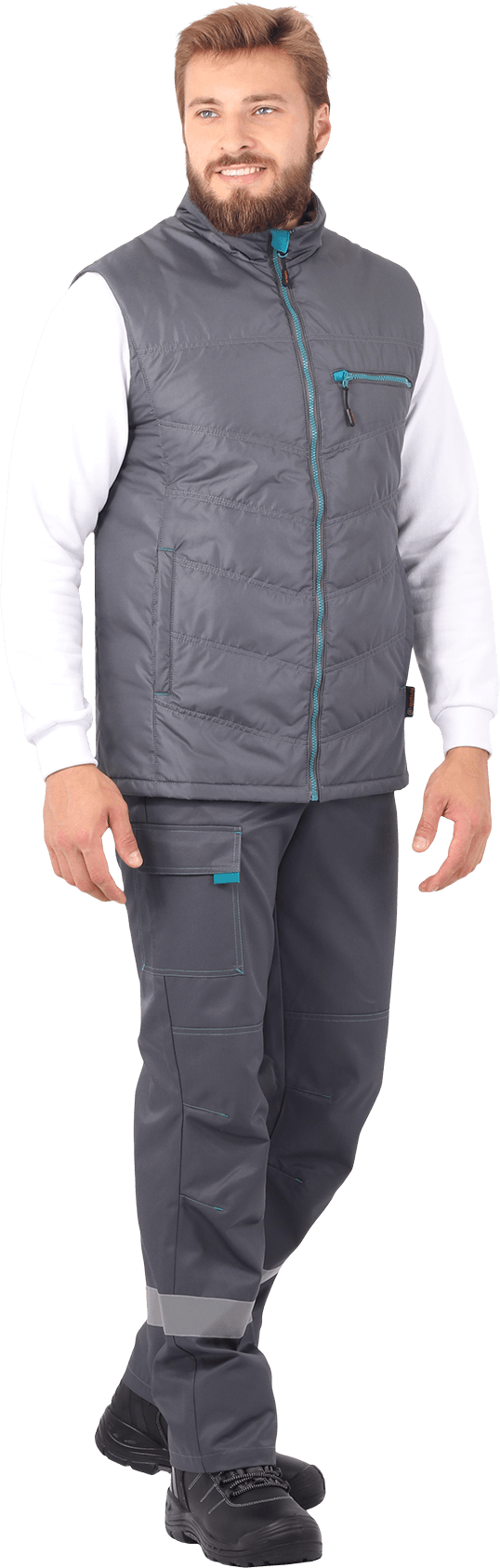 Жилет ГАЛАКТИКА утепленный, серый-бирюза