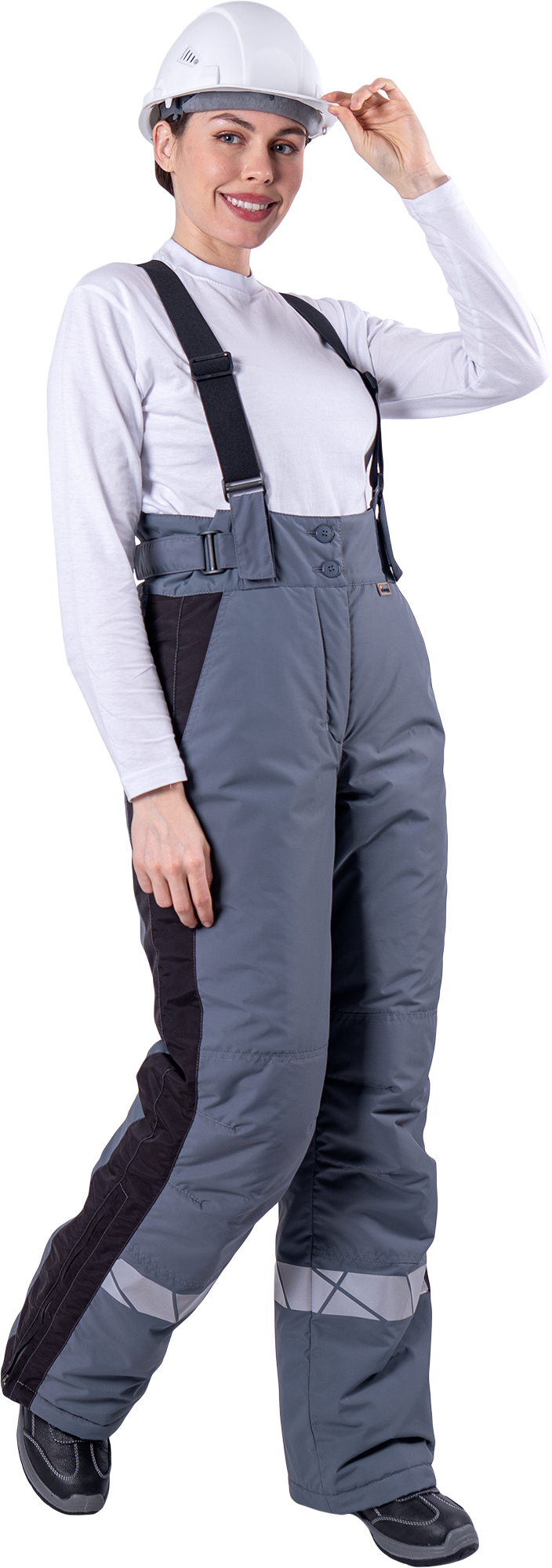 Брюки ХАЙ-ТЕК SAFETY зимние, серый-черный, женские