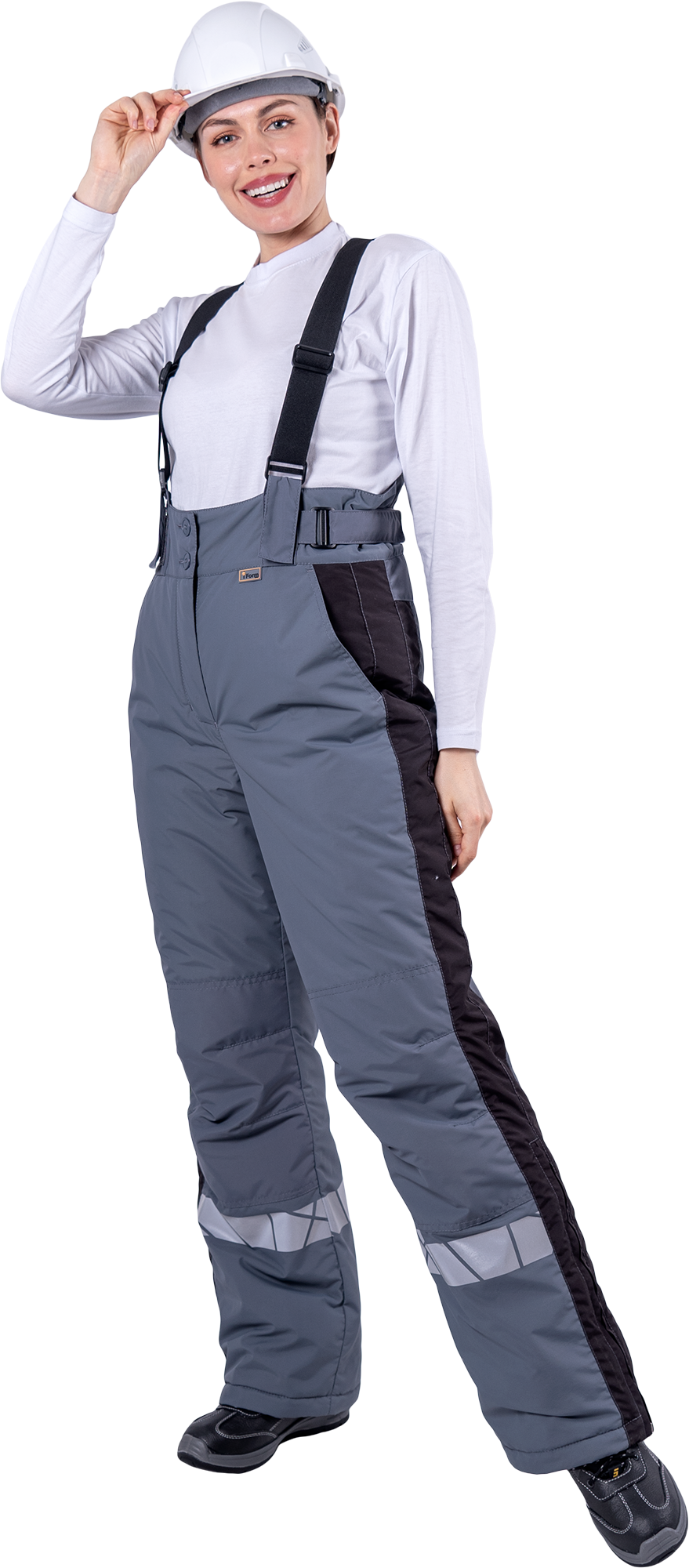 Брюки ХАЙ-ТЕК SAFETY зимние, серый-черный, женские