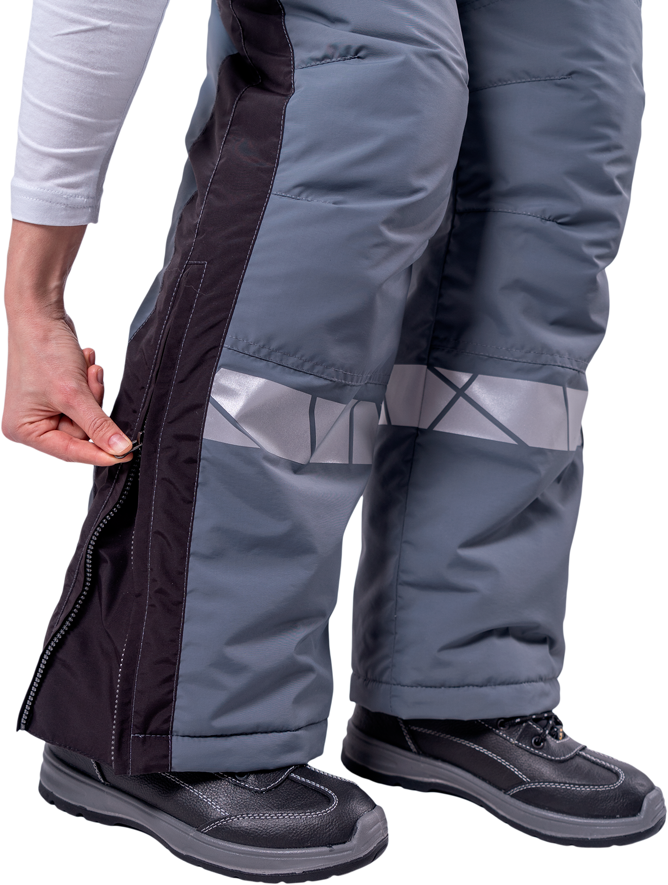 Брюки ХАЙ-ТЕК SAFETY зимние, серый-черный, женские