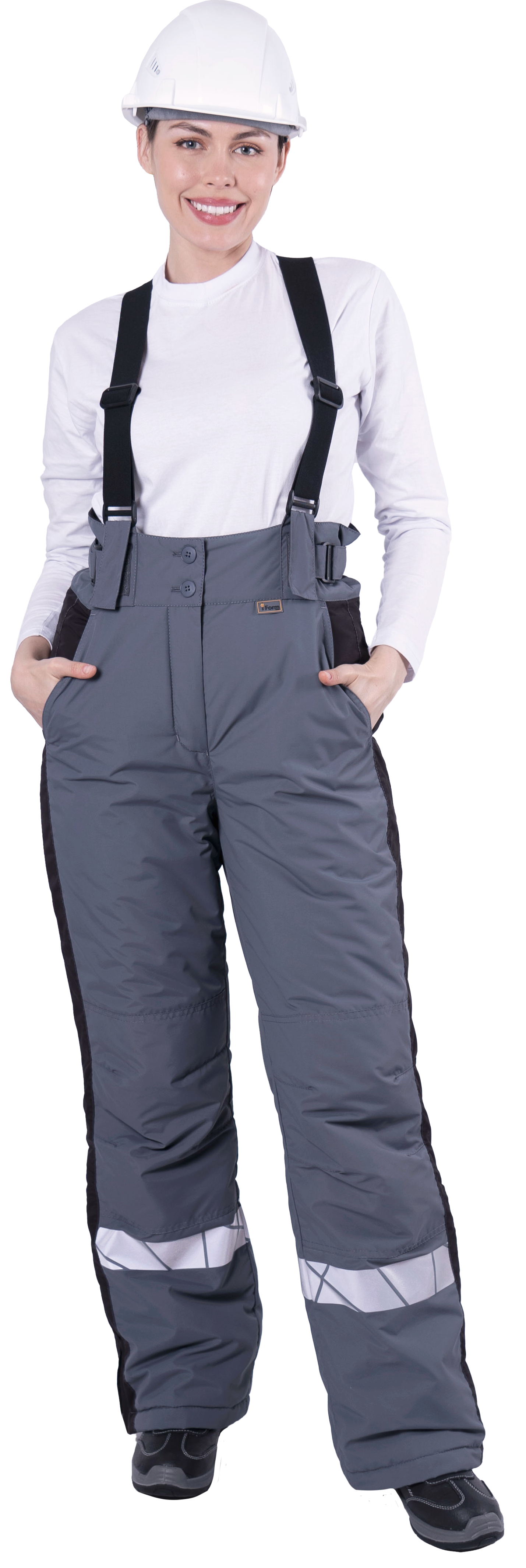 Брюки ХАЙ-ТЕК SAFETY зимние, серый-черный, женские
