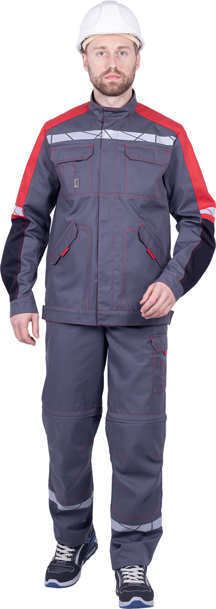 Куртка ХАЙ-ТЕК SAFETY летняя, серый-красный-черный