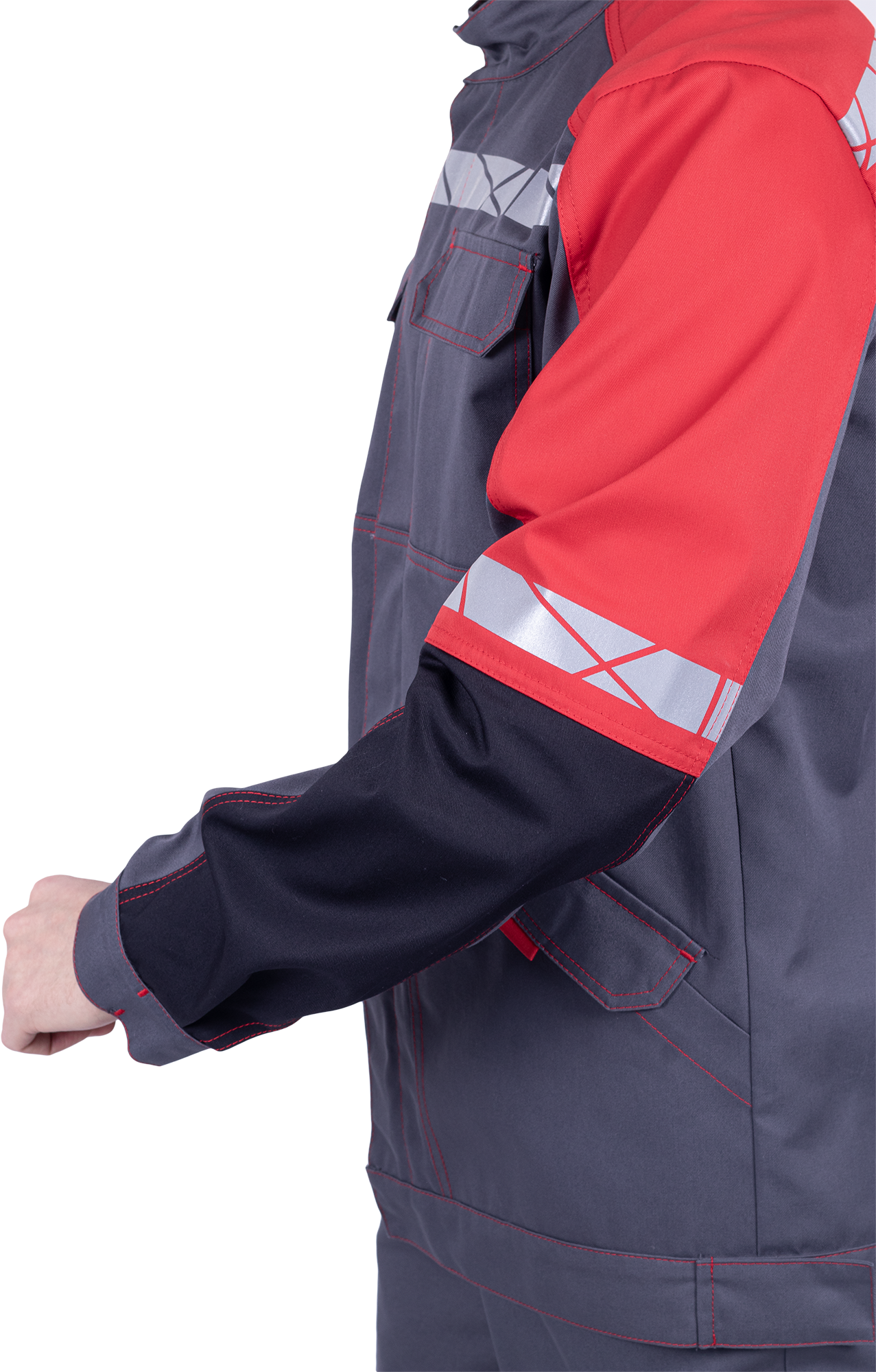 Куртка ХАЙ-ТЕК SAFETY летняя, серый-красный-черный