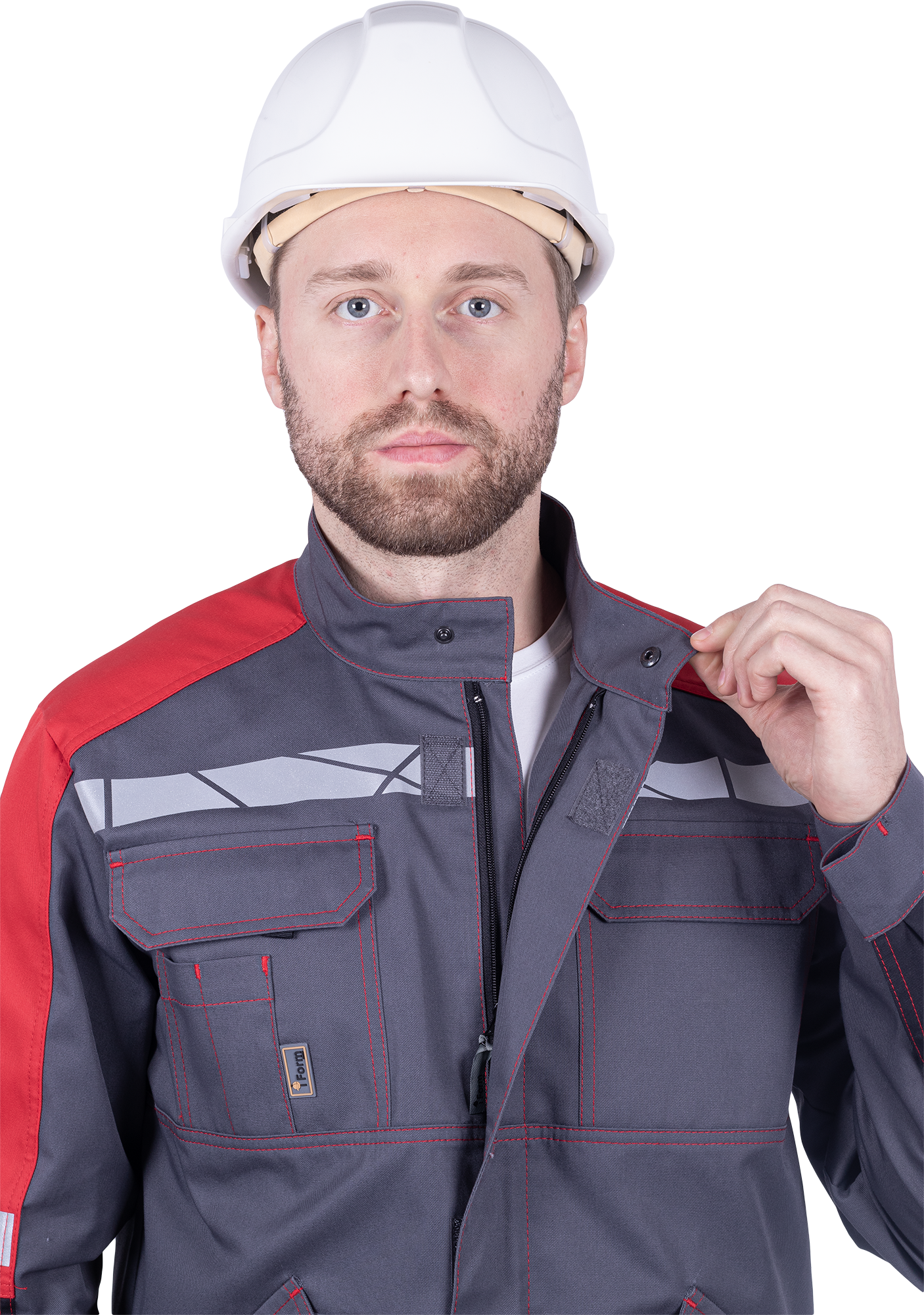 Куртка ХАЙ-ТЕК SAFETY летняя, серый-красный-черный