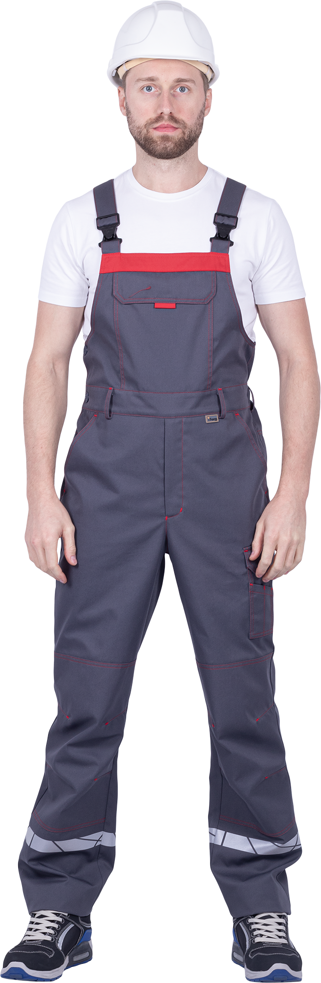 Полукомбинезон ХАЙ-ТЕК SAFETY летний, серый-красный