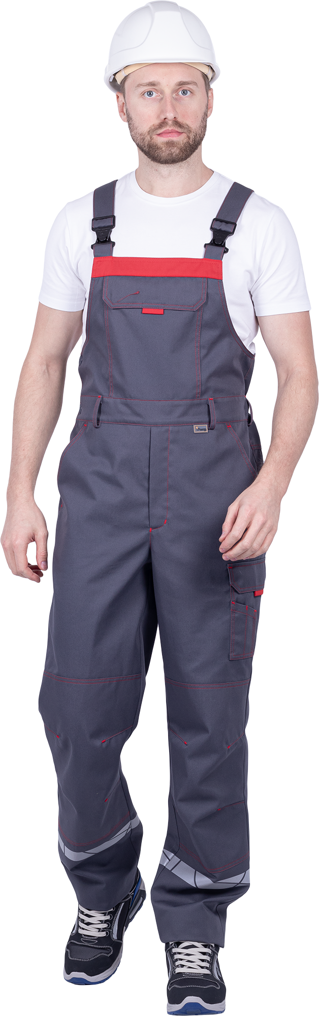 Полукомбинезон ХАЙ-ТЕК SAFETY летний, серый-красный