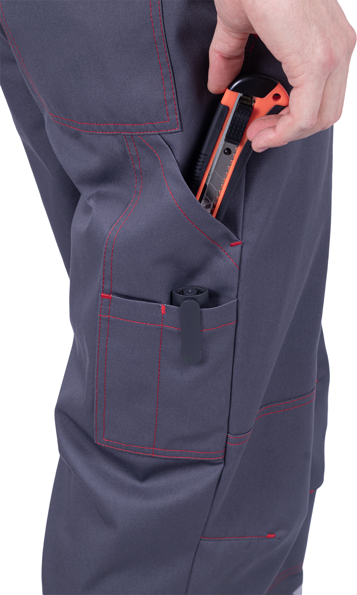 Полукомбинезон ХАЙ-ТЕК SAFETY летний, серый-красный