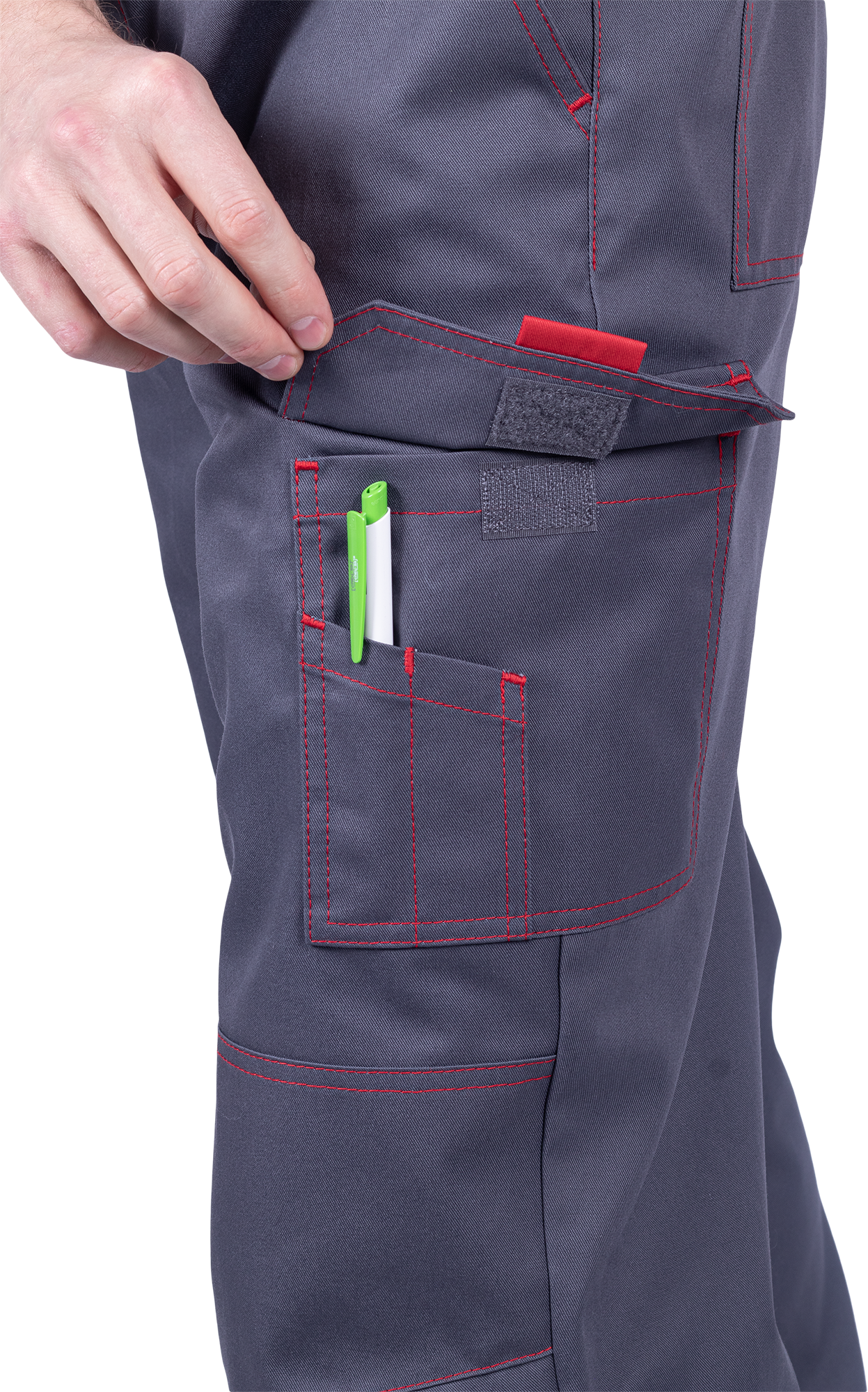 Полукомбинезон ХАЙ-ТЕК SAFETY летний, серый-красный