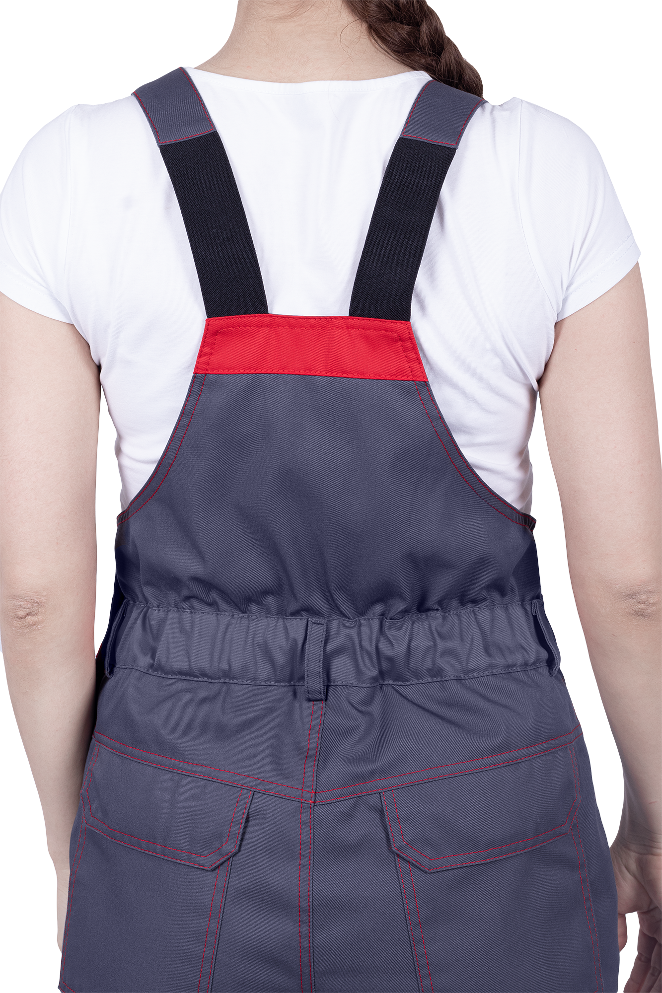 Полукомбинезон ХАЙ-ТЕК SAFETY летний, серый-красный, женский