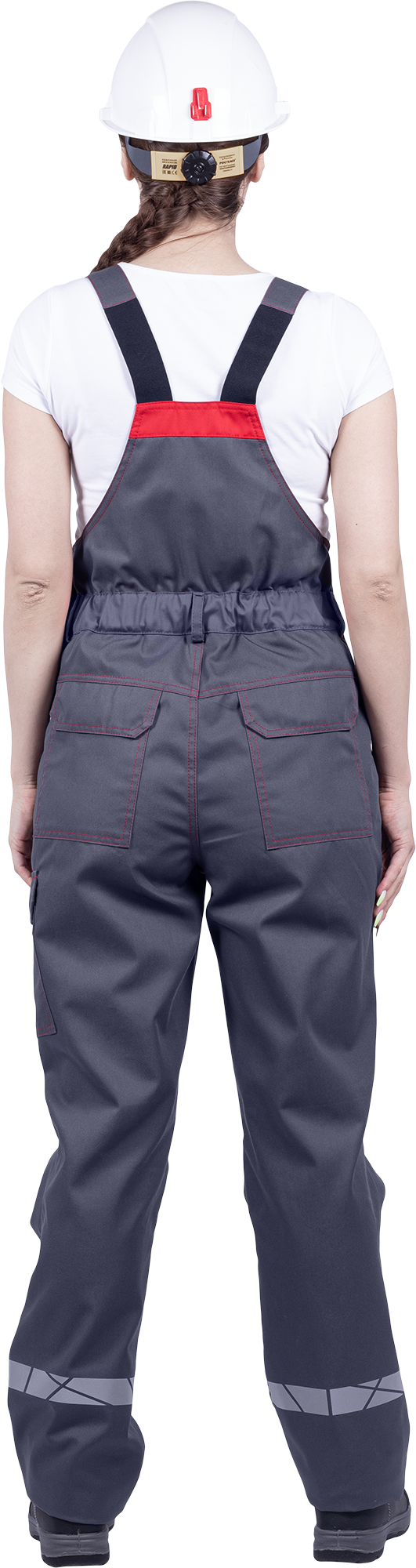 Полукомбинезон ХАЙ-ТЕК SAFETY летний, серый-красный, женский