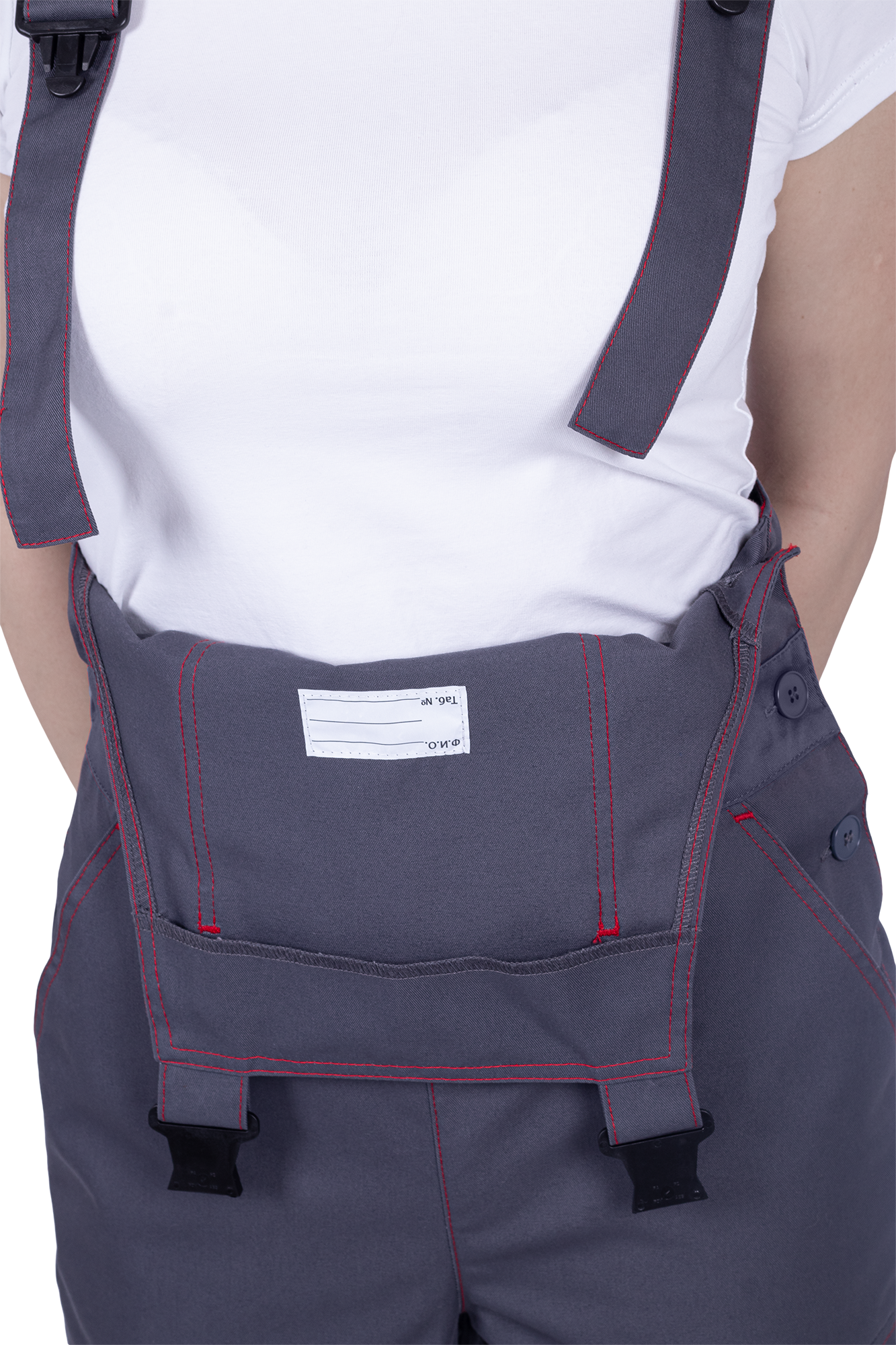 Полукомбинезон ХАЙ-ТЕК SAFETY летний, серый-красный, женский