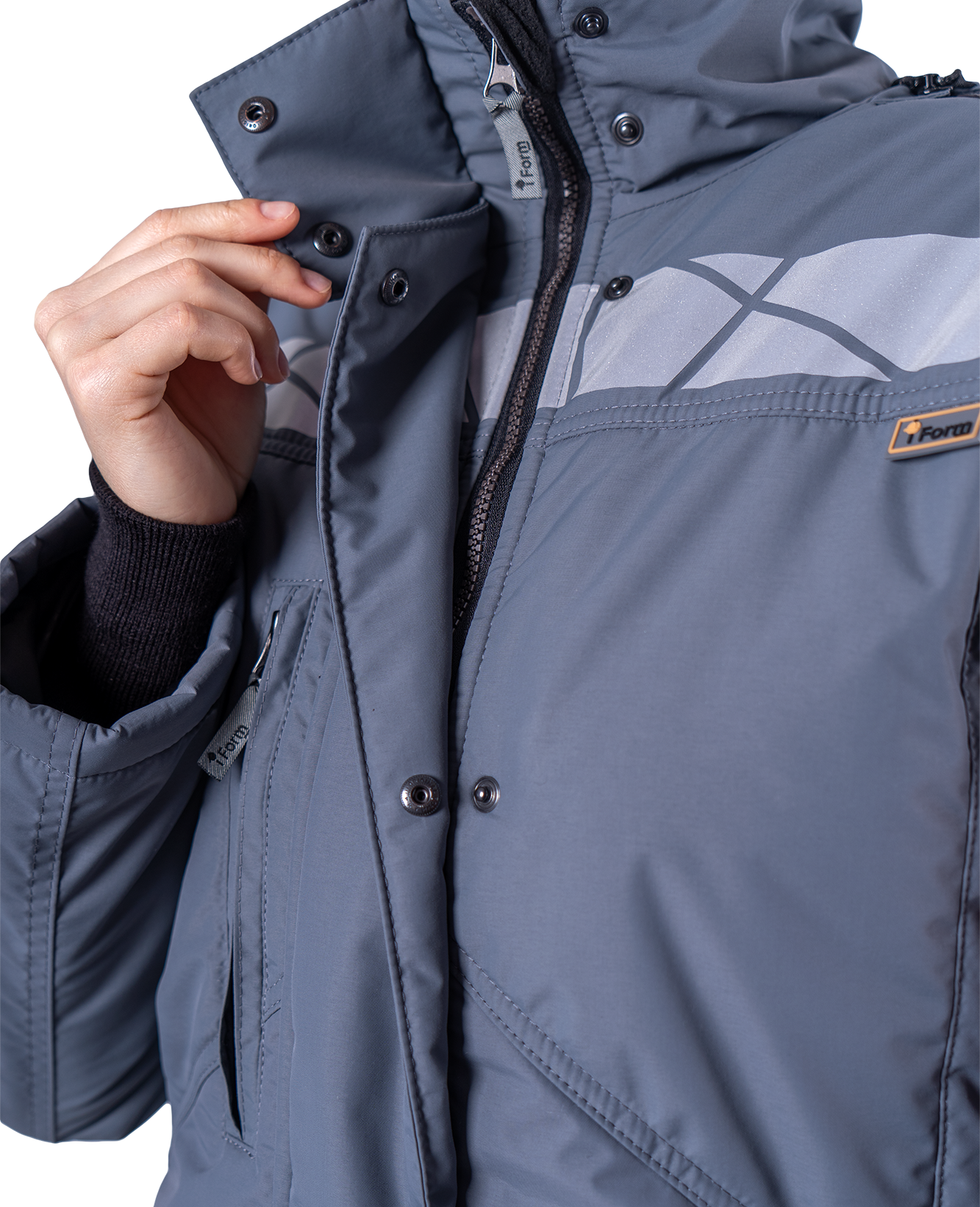 Куртка ХАЙ-ТЕК SAFETY зимняя, серый-красный-черный, женская