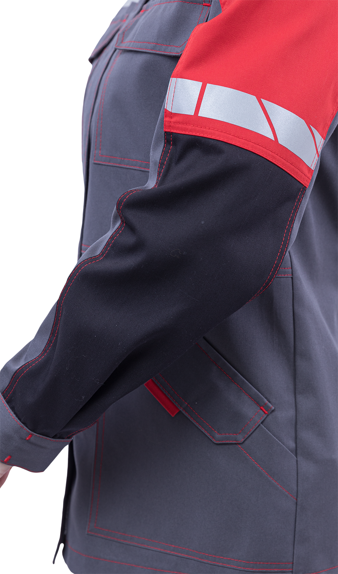 Куртка ХАЙ-ТЕК SAFETY летняя, серый-красный-черный, женская