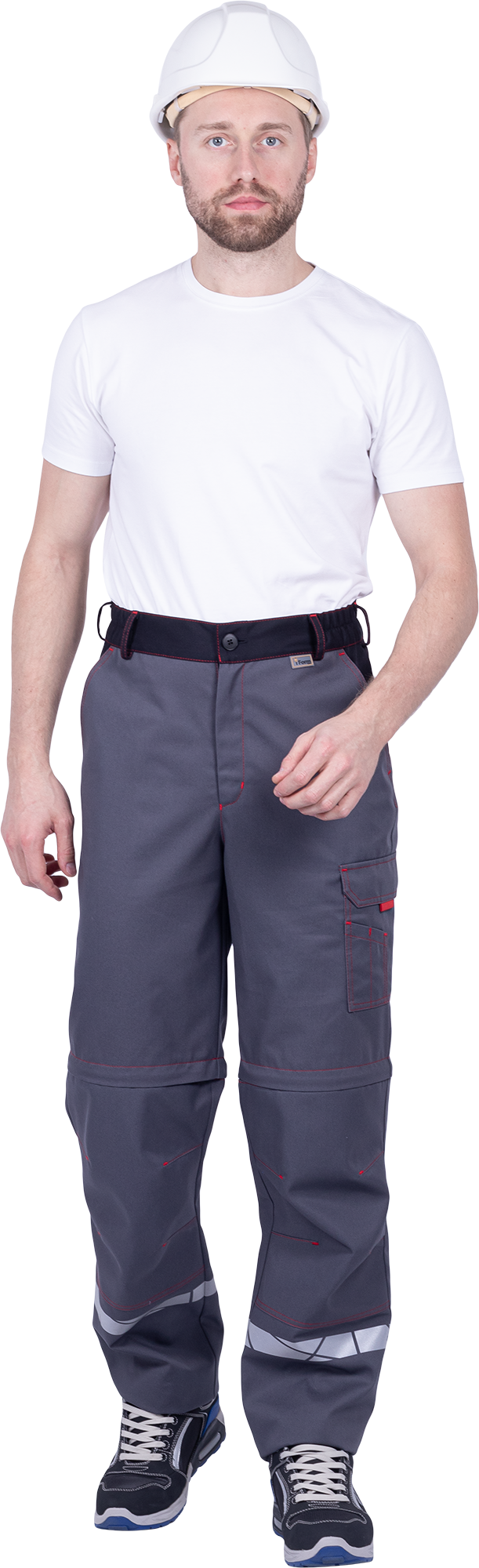 Брюки ХАЙ-ТЕК SAFETY летние, серый-красный-черный