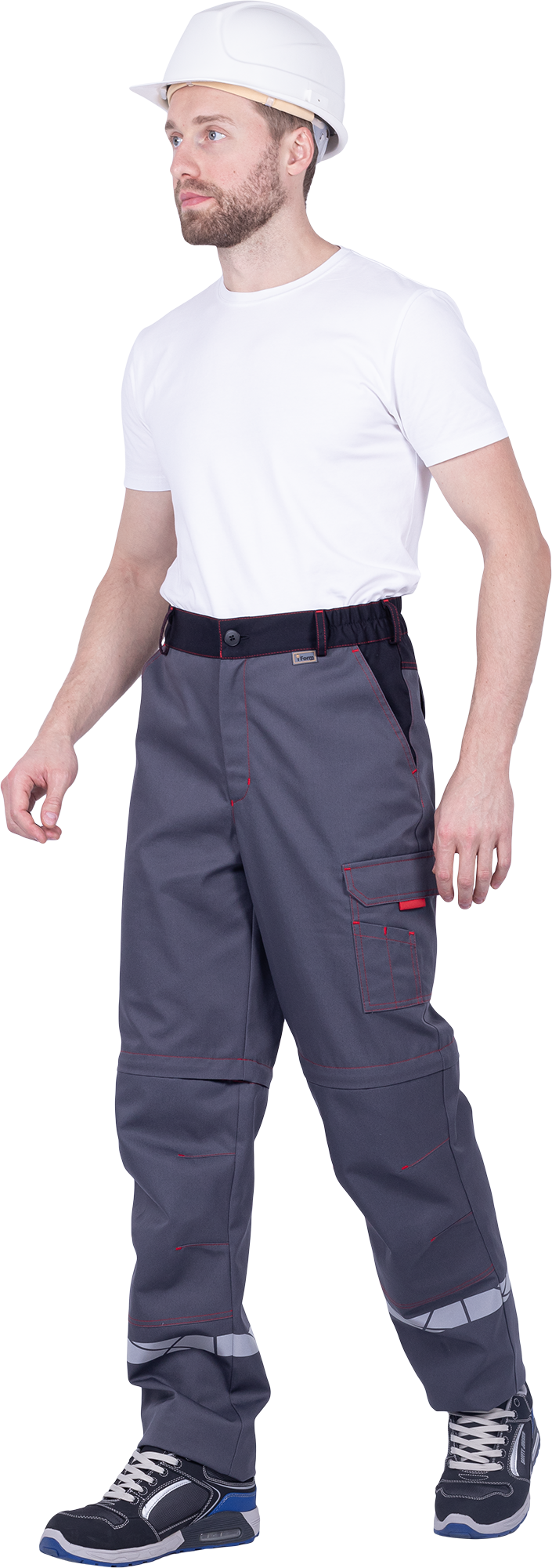 Брюки ХАЙ-ТЕК SAFETY летние, серый-красный-черный