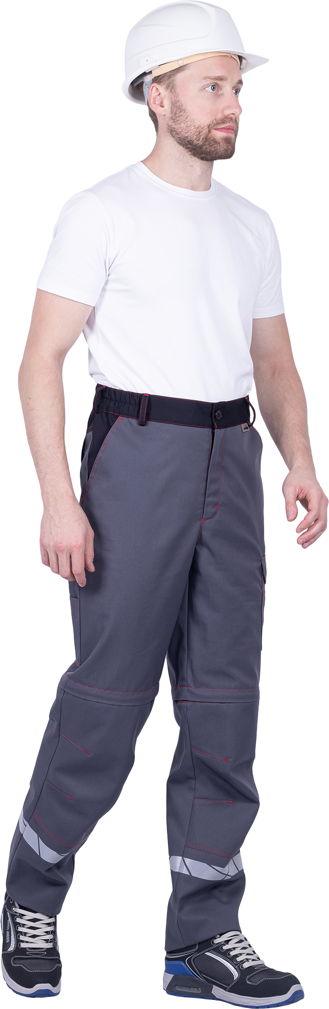 Брюки ХАЙ-ТЕК SAFETY летние, серый-красный-черный