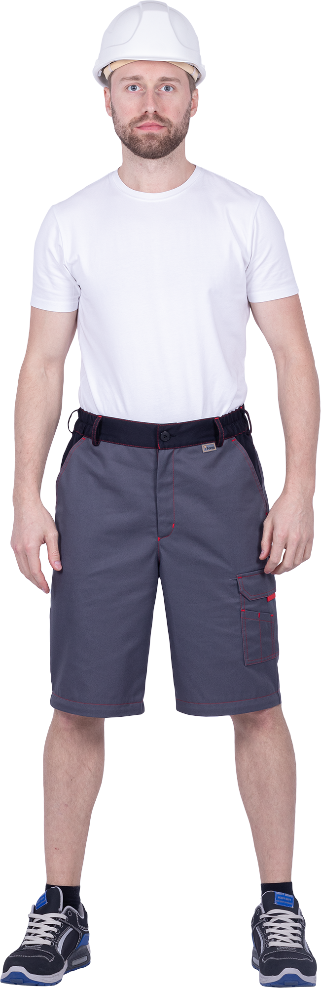 Брюки ХАЙ-ТЕК SAFETY летние, серый-красный-черный