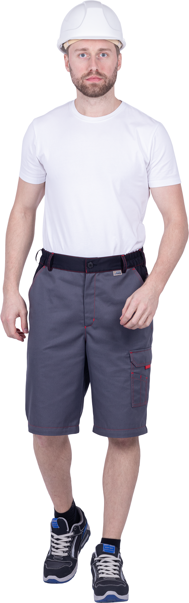 Брюки ХАЙ-ТЕК SAFETY летние, серый-красный-черный