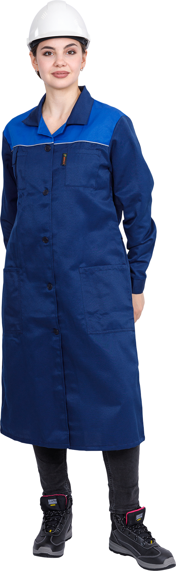 Халат СТАНДАРТ летний, т/синий-василек, женский