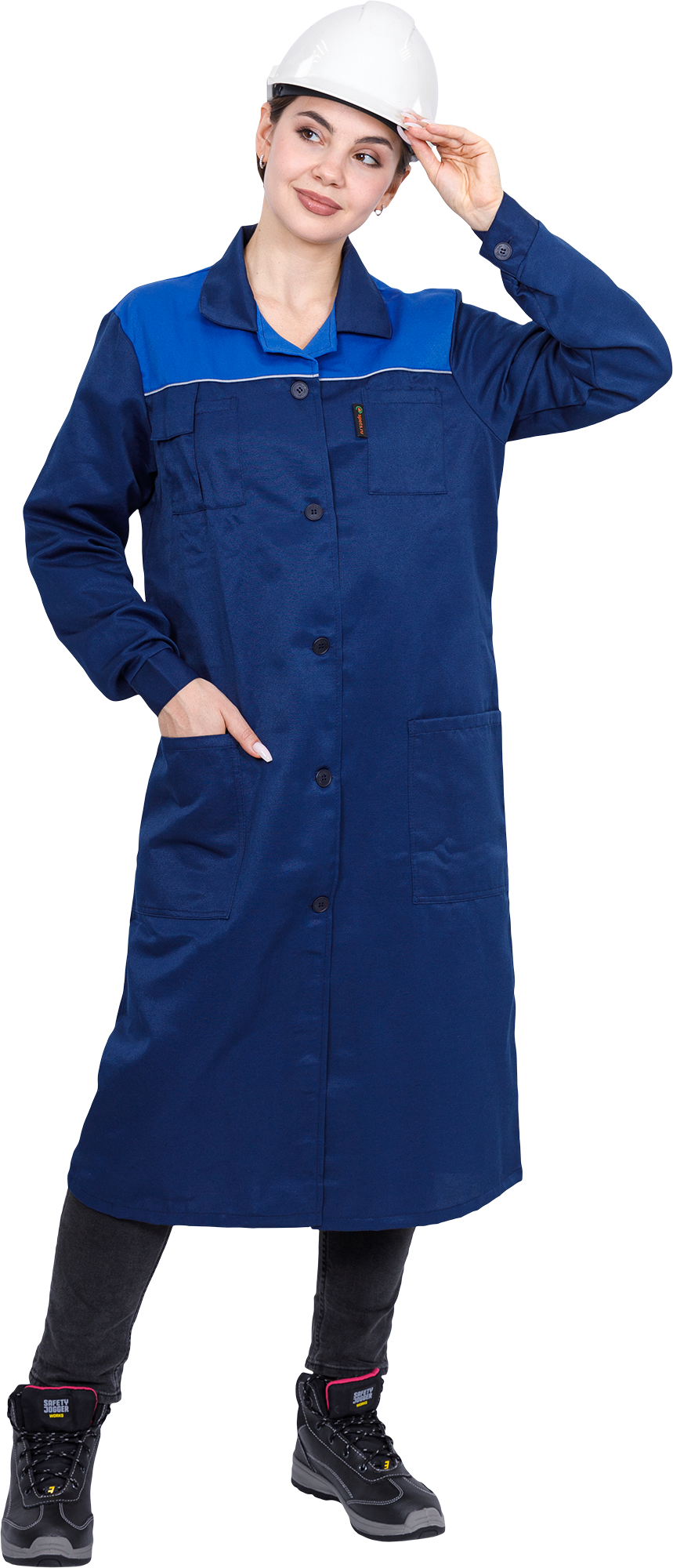 Халат СТАНДАРТ летний, т/синий-василек, женский