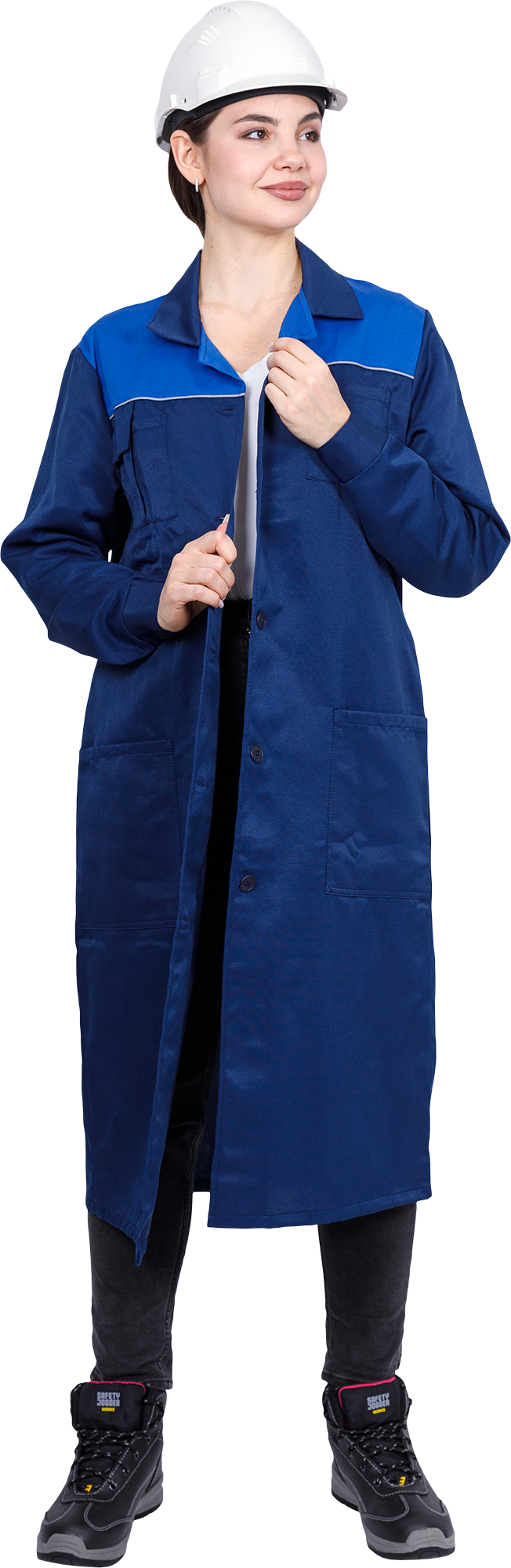 Халат СТАНДАРТ летний, т/синий-василек, женский