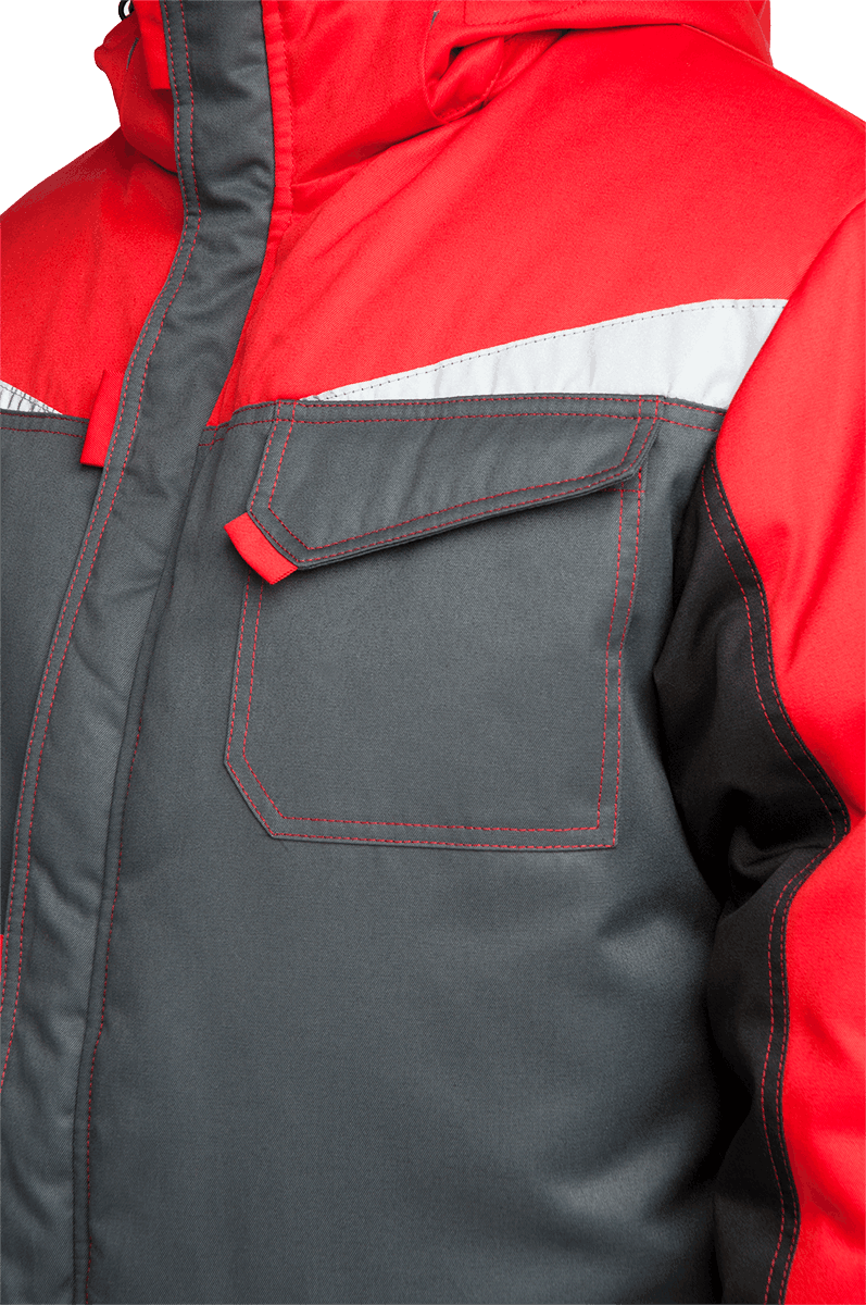 Костюм КМ-10 ЛЮКС зимний, серый-черный-красный