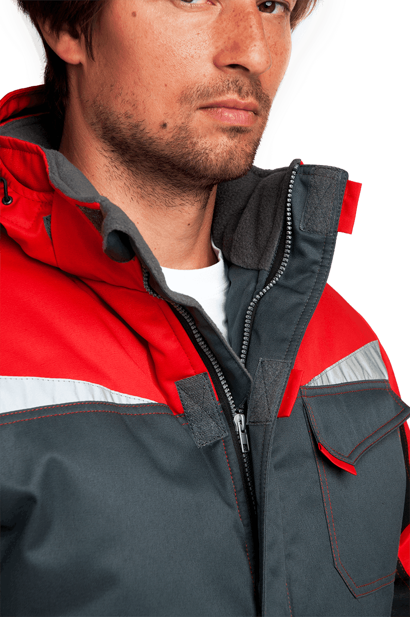 Костюм КМ-10 ЛЮКС зимний, серый-черный-красный