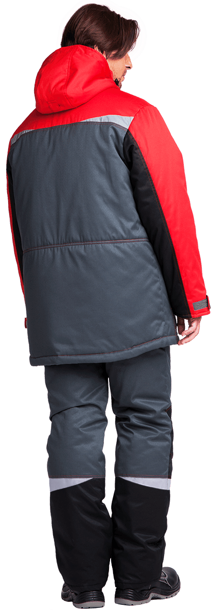 Костюм КМ-10 ЛЮКС зимний, серый-черный-красный