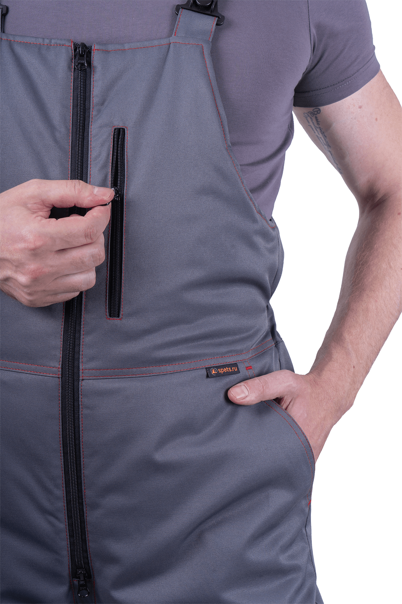 Костюм КМ-10 ЛЮКС зимний 3-4 класс, серый-красный-черный