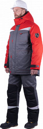 Костюм КМ-10 ЛЮКС зимний 3-4 класс, серый-красный-черный