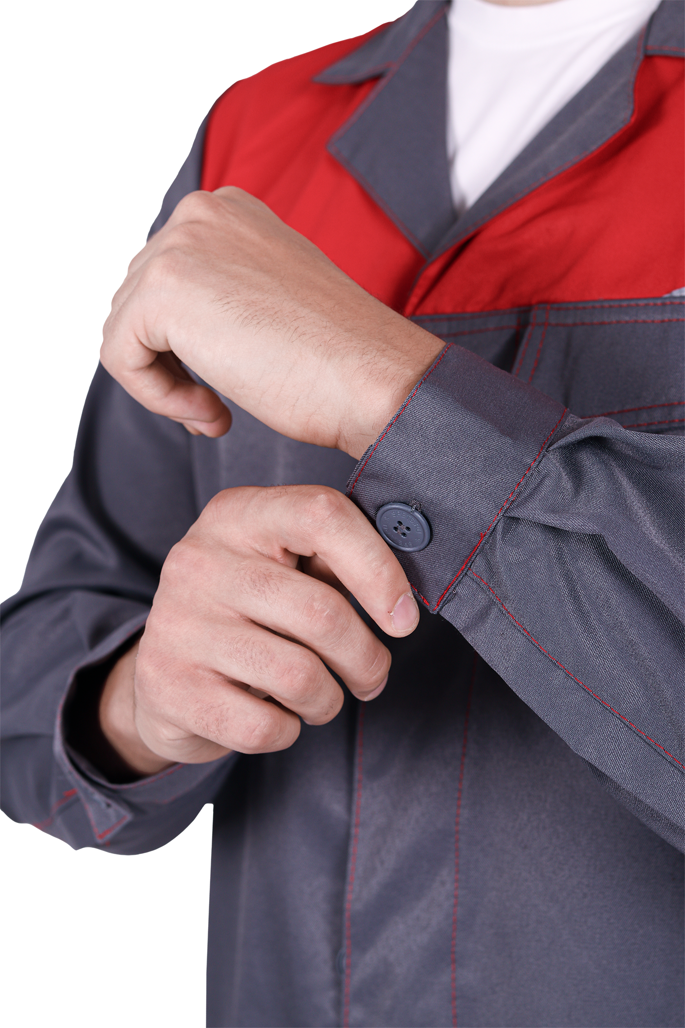 Халат КМ-10 ЛЮКС летний, серый-красный