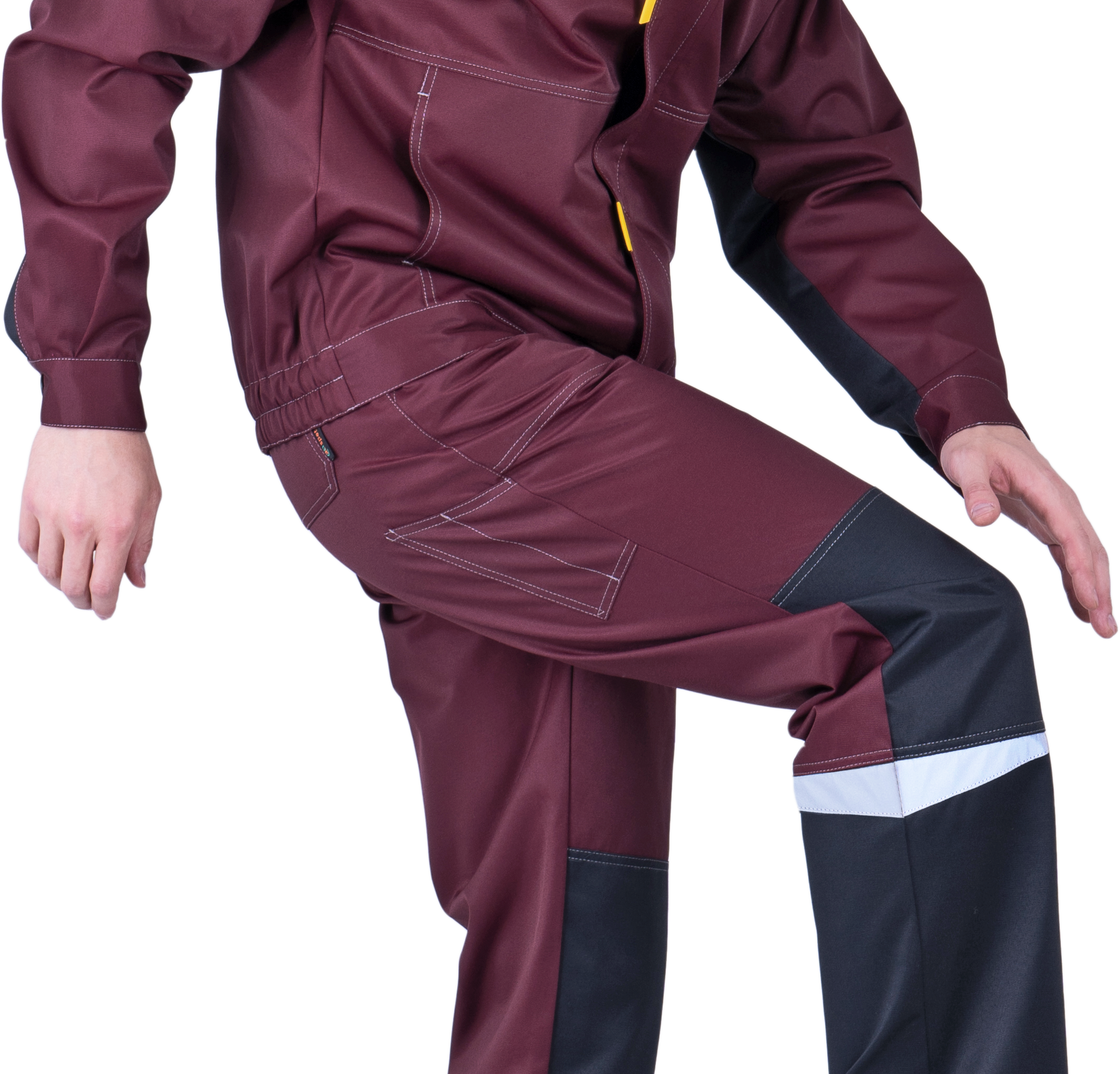 Костюм КМ-10 ЛЮКС летний, бордовый-желтый-черный (Куртка+полукомбинезон)