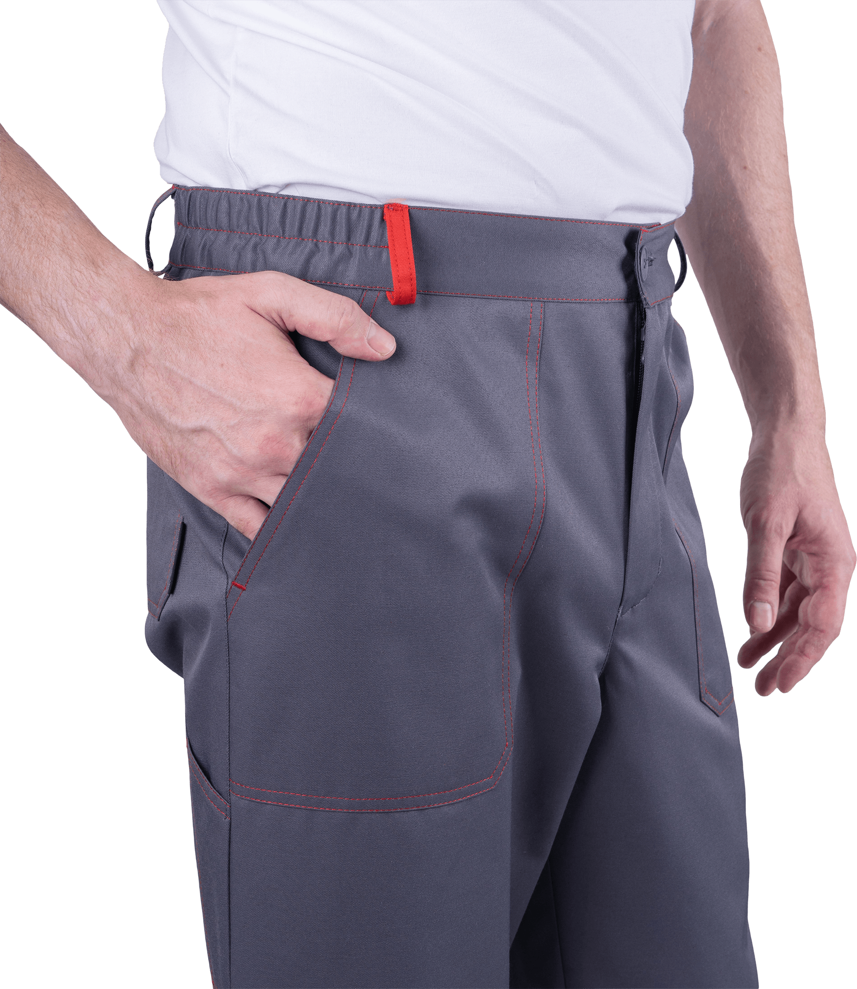 Костюм КМ-10 ЛЮКС летний, серый-красный-черный (Куртка+брюки)