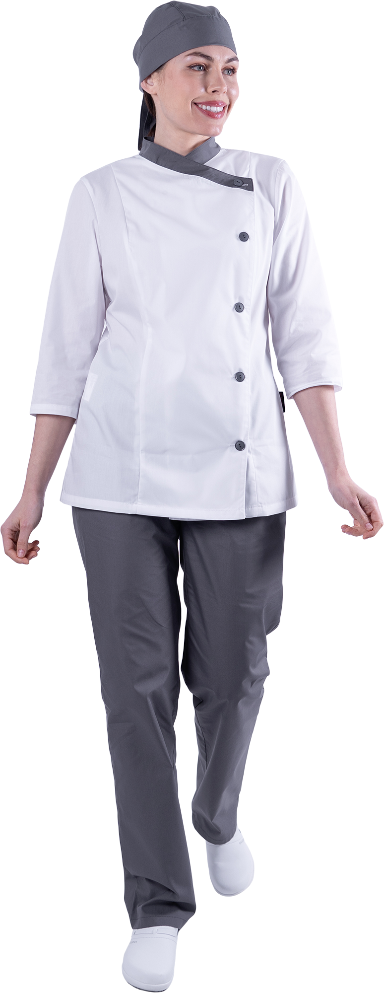 Костюм БИСТРО, белый-т/серый, женский