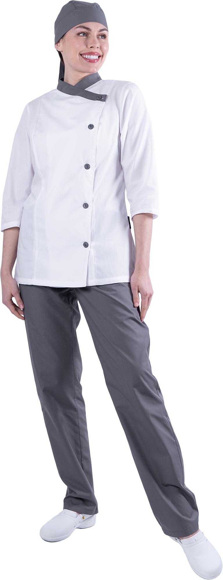 Костюм БИСТРО, белый-т/серый, женский