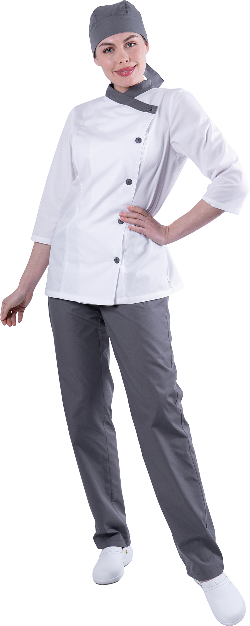 Костюм БИСТРО, белый-т/серый, женский